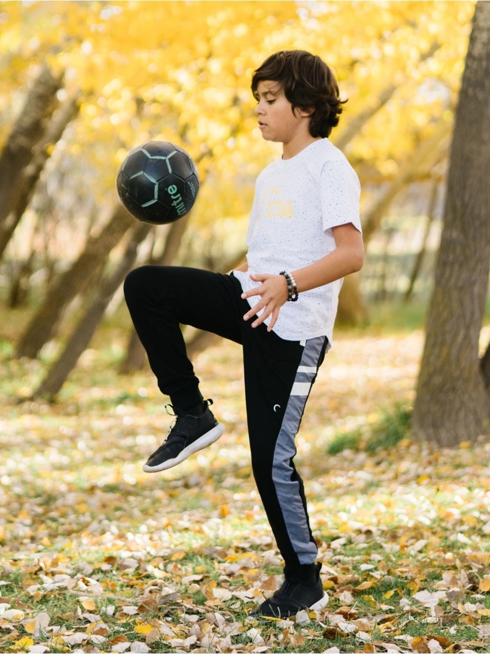 ZYIA Active Boys' Black Side Panel Joggers